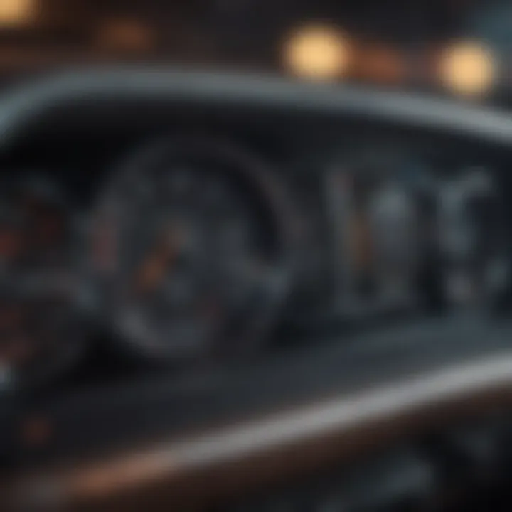 A close-up view of a car's dashboard displaying essential features.