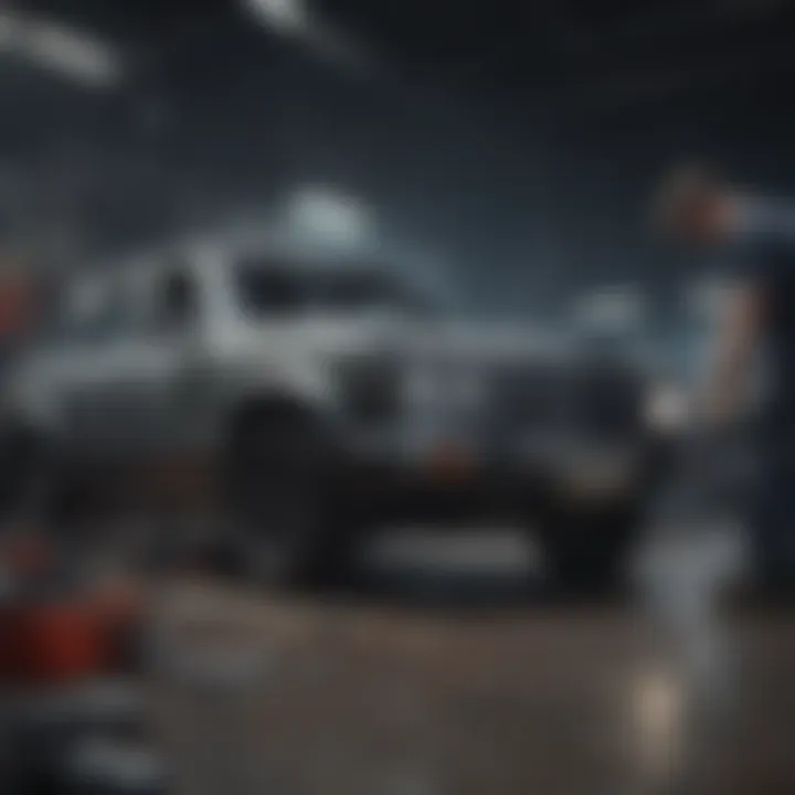 A mechanic performing routine maintenance on a vehicle.