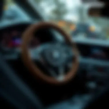 Stylish fabric steering wheel cover enhancing SUV interior