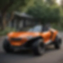 A sleek two-seater power wheel showcasing its design and features