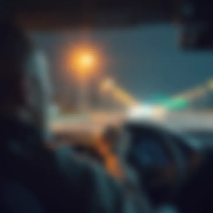 Driver focused on the road during nighttime