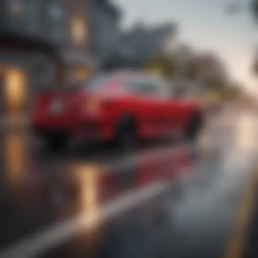 Dynamic view of the Honda Civic on the road