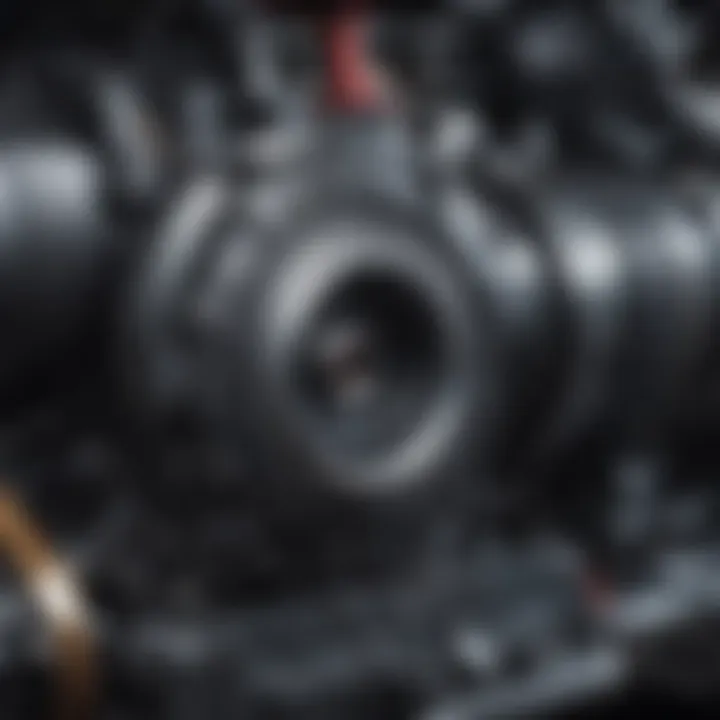 Close-up of a vehicle's engine showcasing mechanical components