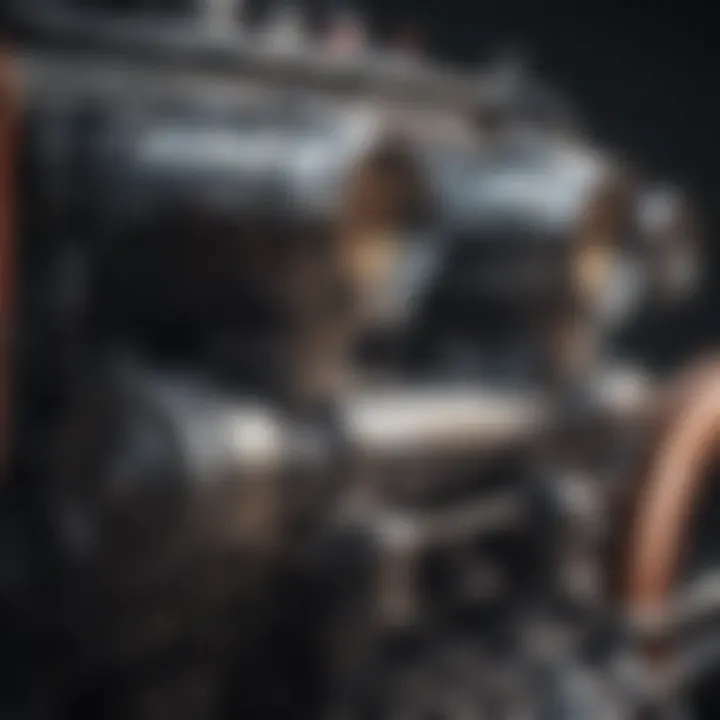Close-up of a vintage engine highlighting technological advancements.