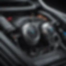 A close-up view of the Toyota Mirai's hydrogen fuel cell engine showcasing its innovative technology.