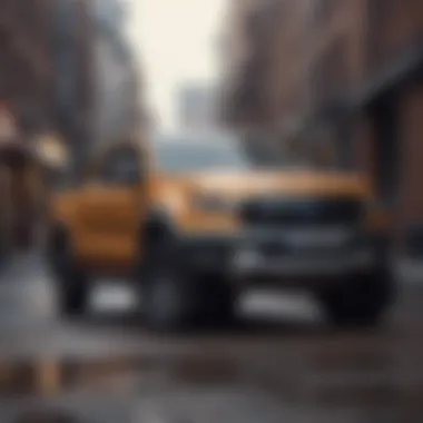 Sleek Used Ford Ranger in Urban Environment A sleek used Ford Ranger pick-up truck parked in an urban setting