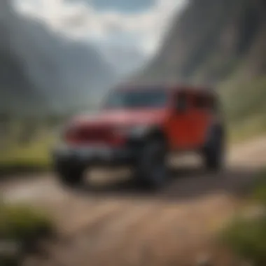 A used Jeep Wrangler parked in a scenic outdoor environment.