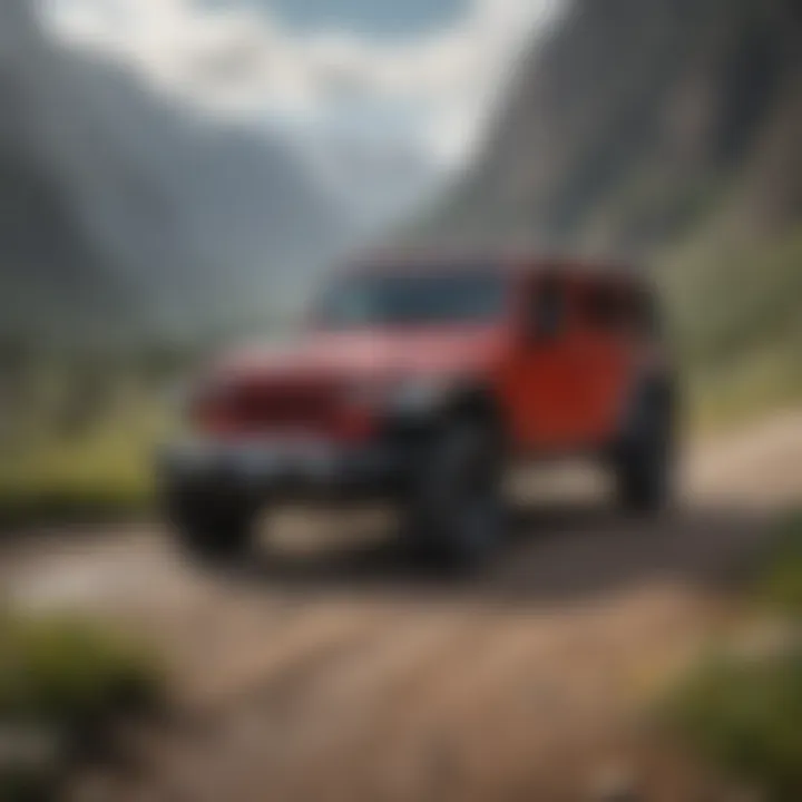 A used Jeep Wrangler parked in a scenic outdoor environment.