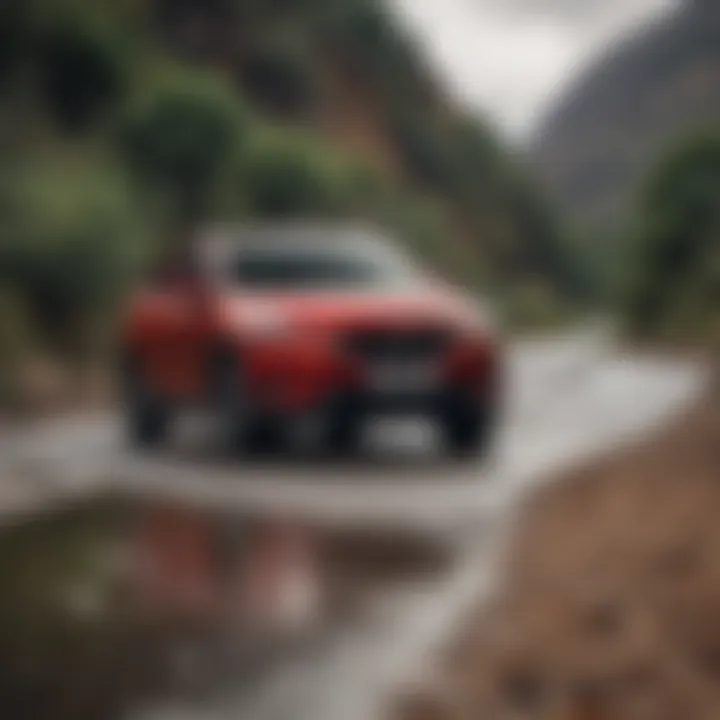 A scenic view of a Mazda vehicle navigating through the diverse landscapes of Peru.