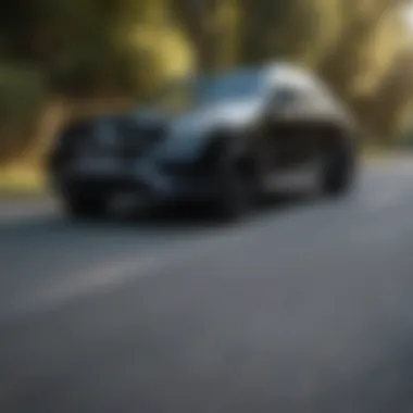 Dynamic Performance of the Black Mercedes GLC Mercedes GLC in black navigating through scenic roads