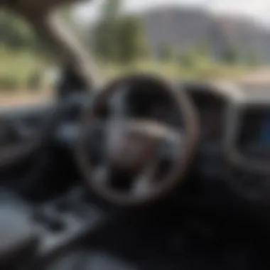 Focus on the advanced technology dashboard of the GMC truck.