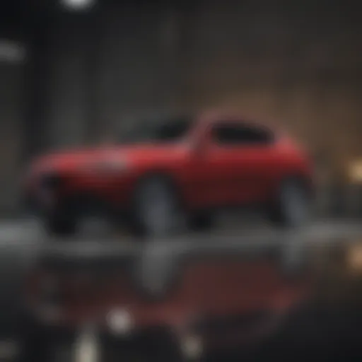 A sleek Alfa Romeo Stelvio showcased in a modern setting, highlighting its distinctive design.