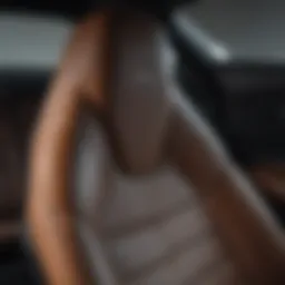 Close-up view of Tesla Model Y leather seat detailing