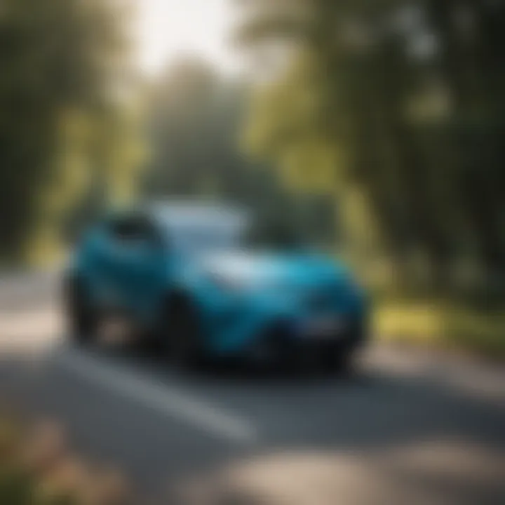 Dynamic driving shot of the Toyota C-HR Teal on a winding road, emphasizing performance