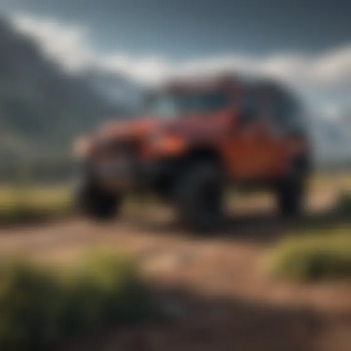 A stunning custom Jeep parked in a scenic landscape