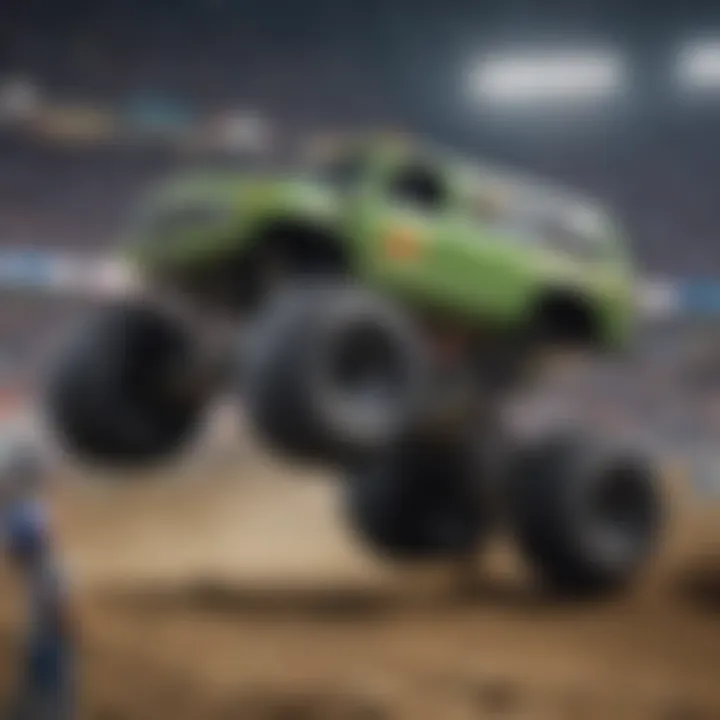 An enthusiastic crowd cheering during a Unoh Monster Jam competition.