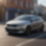 Dynamic view of a used Kia Rio on the road