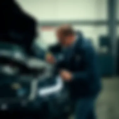 Thorough Vehicle Inspection A buyer conducting thorough vehicle inspection