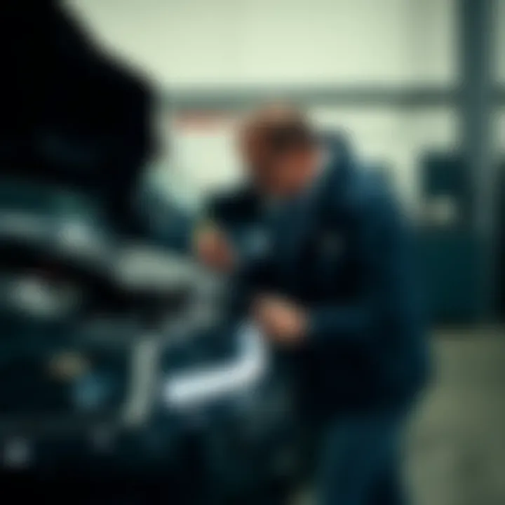 Thorough Vehicle Inspection A buyer conducting thorough vehicle inspection