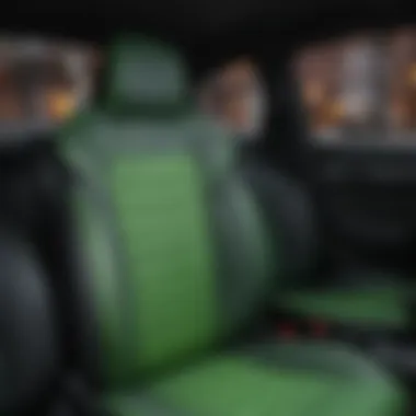 Installing Neon Green Seat Covers in a Vehicle Installation of neon green seat covers in a car