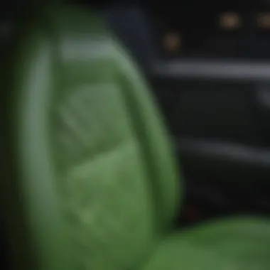 Material Texture of Neon Green Seat Cover Close-up of neon green seat cover showcasing material texture