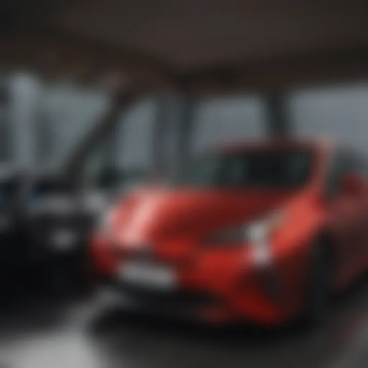An interior shot of a Toyota Prius highlighting advanced technology features.