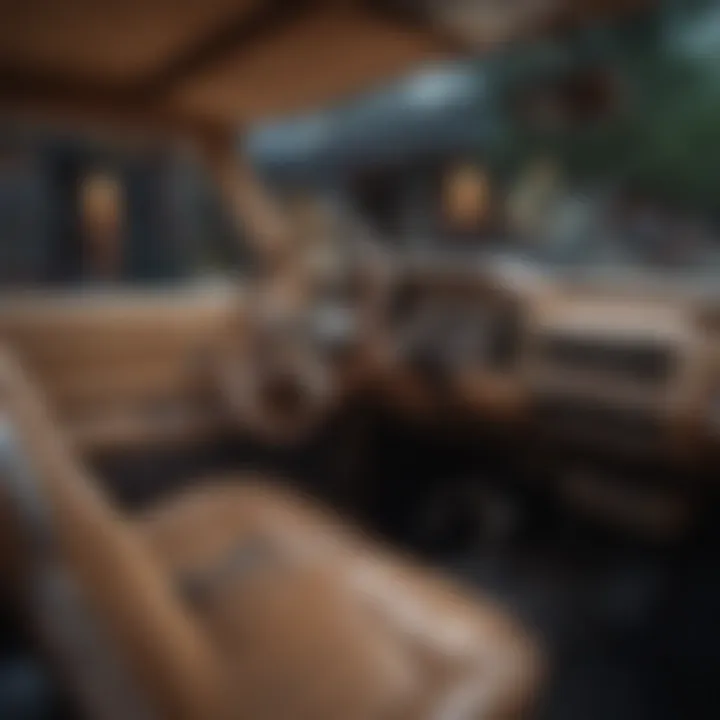 Interior of a lowrider SUV with artistic modifications