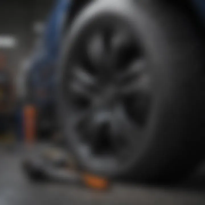 An organized display of tire maintenance tools and tips for best practices.