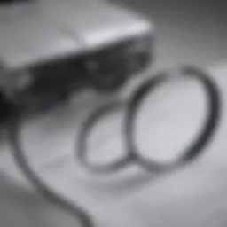 A detailed view of an extended auto warranty document with a magnifying glass.