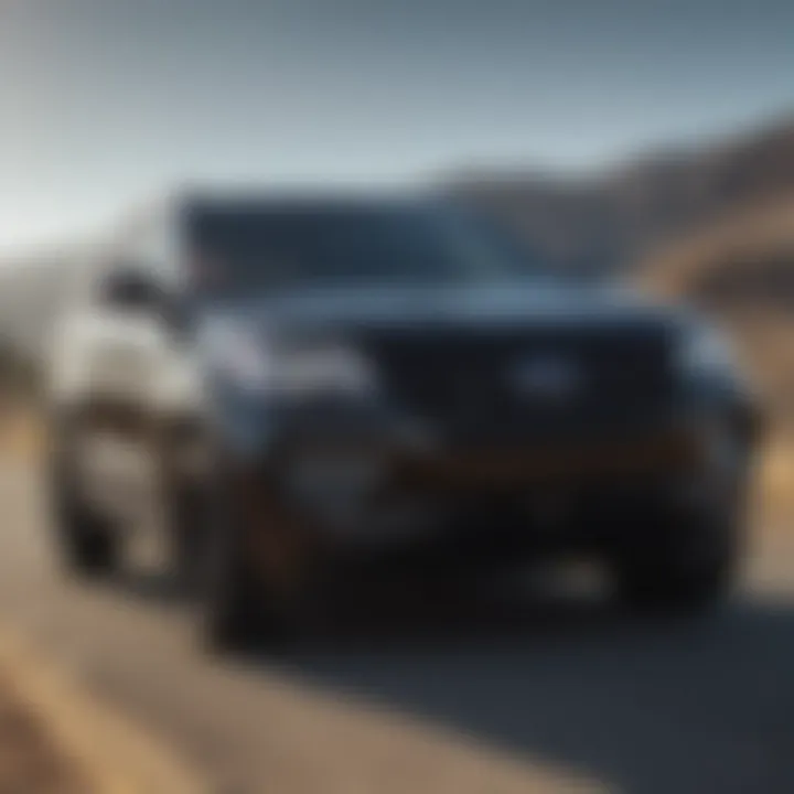 Black on Black Ford Explorer on a scenic road representing versatility