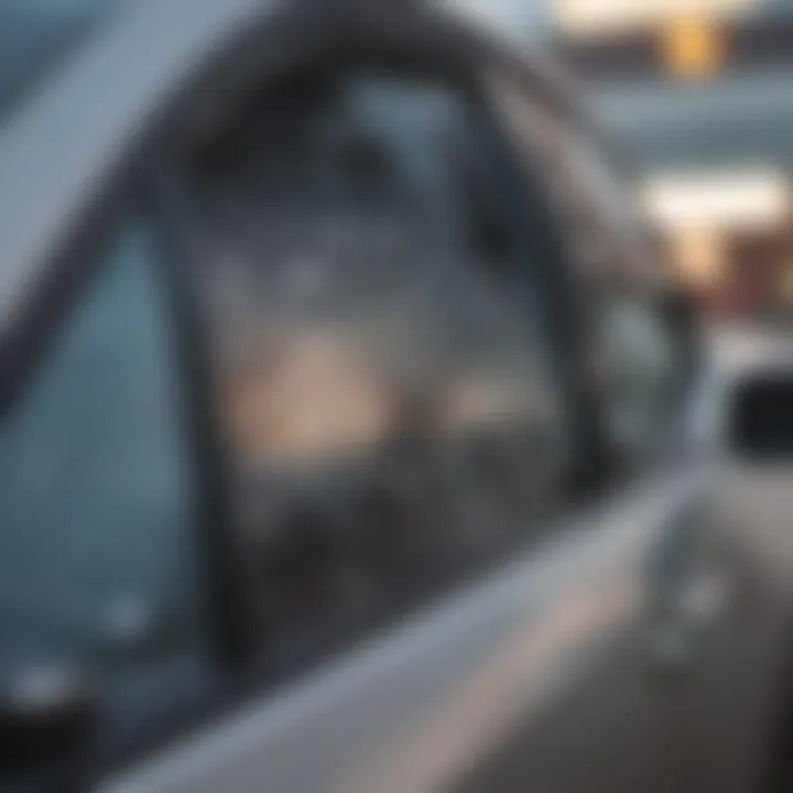 Close-up of window film application on a car