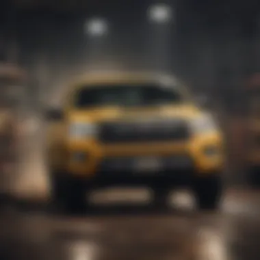 Performance Capabilities of the Yellow Toyota Truck Yellow Toyota truck in action demonstrating performance capabilities
