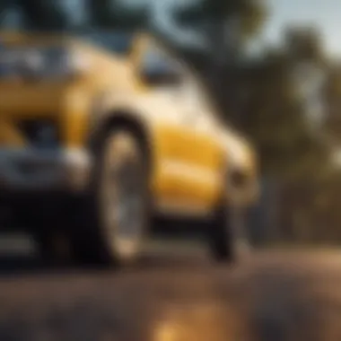Sleek Lines of the Yellow Toyota Truck Side profile of the yellow Toyota truck emphasizing its sleek lines
