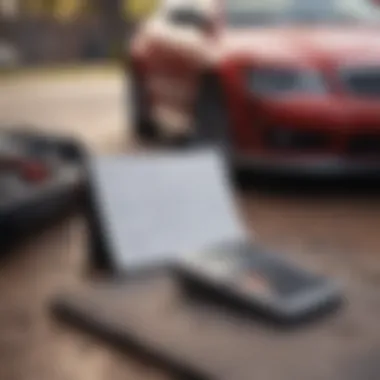 A calculator and a notepad with financial figures pertaining to car leasing.
