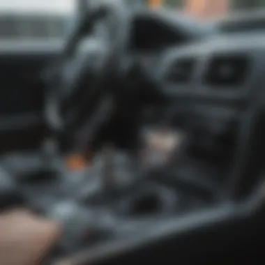 Installation of the Five Below phone mount in a car