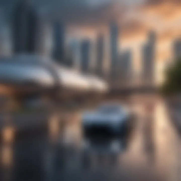 Concept art of a future city powered by hydrogen energy