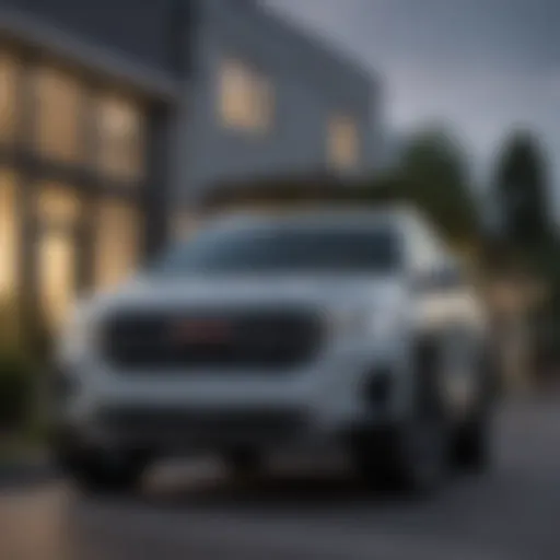 Front exterior view of the 2022 GMC Acadia showcasing its bold design.