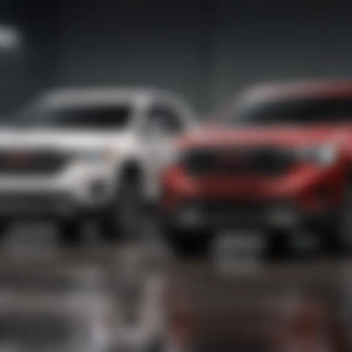 Side profile comparison of GMC Acadia and GMC Terrain emphasizing size difference.