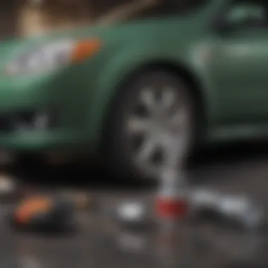 Tools laid out for replacing headlight bulbs in a vehicle.