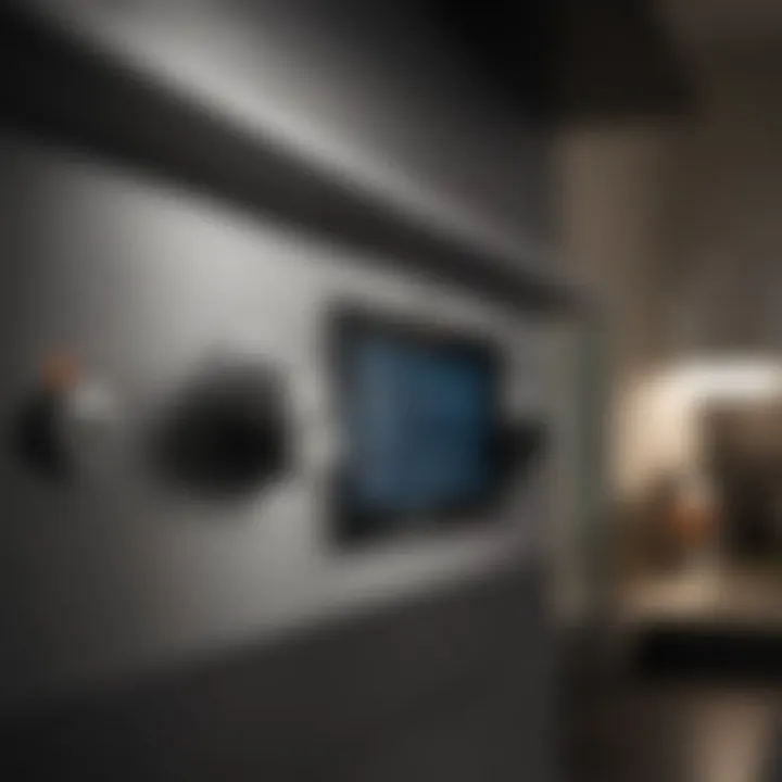 Close-up of the control panel on a Home Beyond range hood displaying user-friendly features.