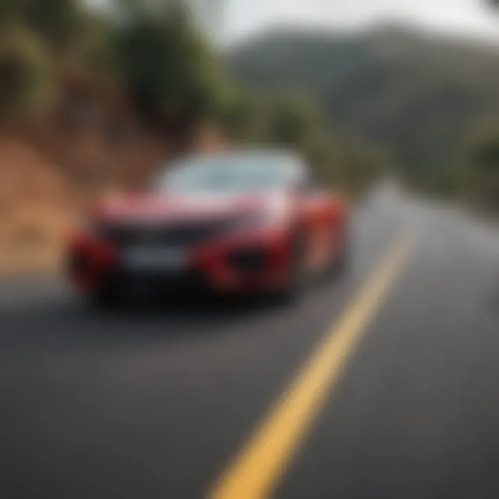A dynamic action shot of a Honda R Series vehicle in motion on a winding road