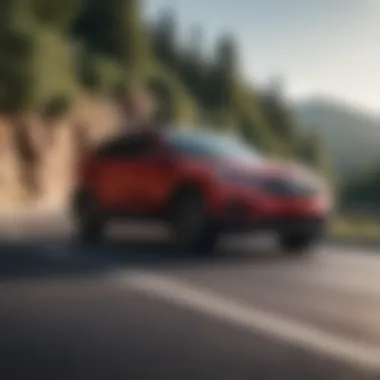 Honda RDX Performance on Road Dynamic performance shot of Honda RDX on a winding road