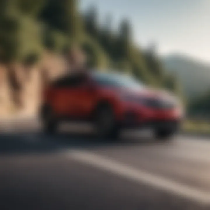 Honda RDX Performance on Road Dynamic performance shot of Honda RDX on a winding road