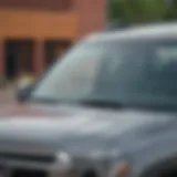 Close-up view of Honda Ridgeline windshield wipers in action during rain.