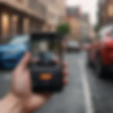 Remote Car Unlocking App on Smartphone A smartphone displaying an app designed for unlocking cars remotely.