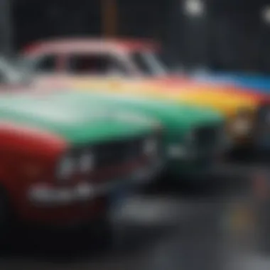 Comparison of two spray paint colors on a car panel