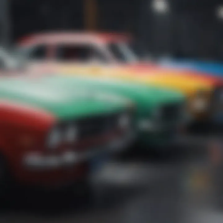 Comparison of two spray paint colors on a car panel