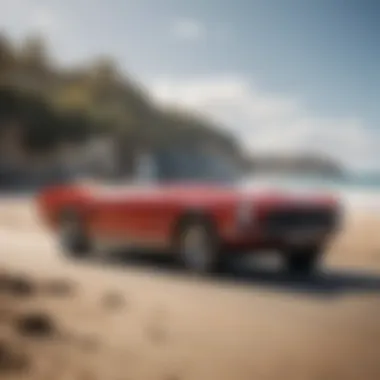 Convertible Experience in Perfect Weather A convertible cruising on a sunny day by the beach