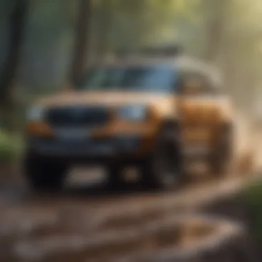 SUV Versatility on Challenging Terrain An SUV tackling a muddy off-road trail