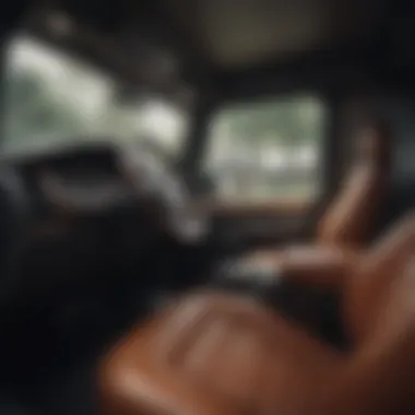 Interior view of a truck highlighting comfort features